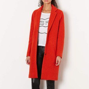 Topshop Orange Wool Blend Boyfriend Coat Sz 2